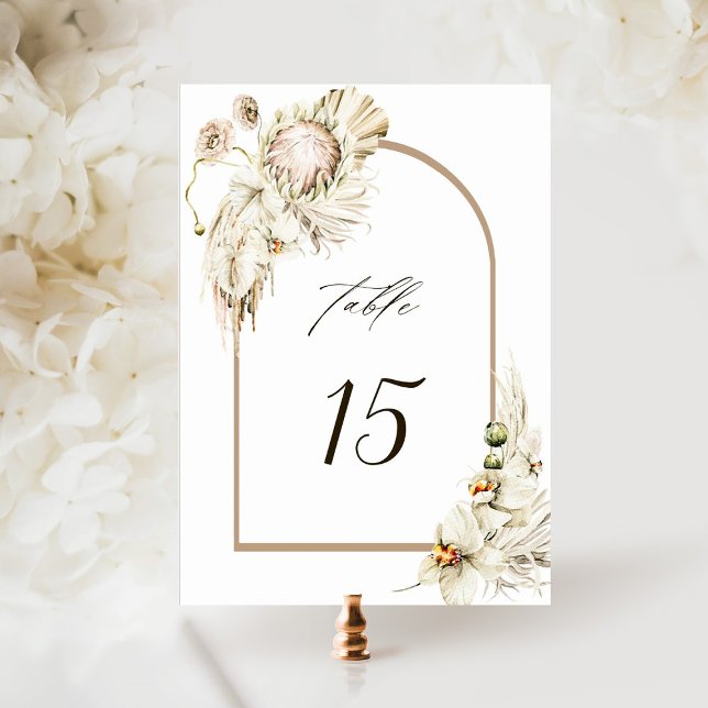 Numéro De Table Arc de Mariage Floral Boho Protea Pampas (Créateur téléchargé)