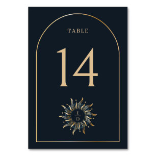Numéro De Table Arc de monogramme d'or de la Marine du Soleil céle