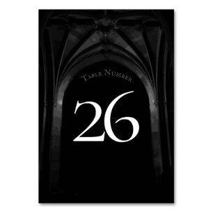 Numéro De Table Arc gothique Mariage élégant Noir et Blanc foncé