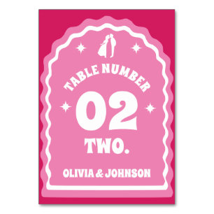 Numéro De Table Arc rose et couple magenta rétro