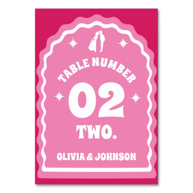Numéro De Table Arc rose et couple magenta rétro (Par défaut)