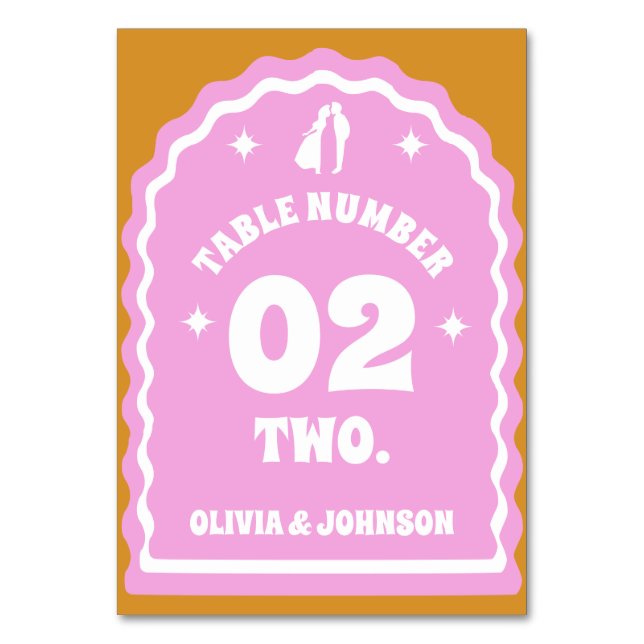 Numéro De Table Arc rose et jaune rétro (Par défaut)