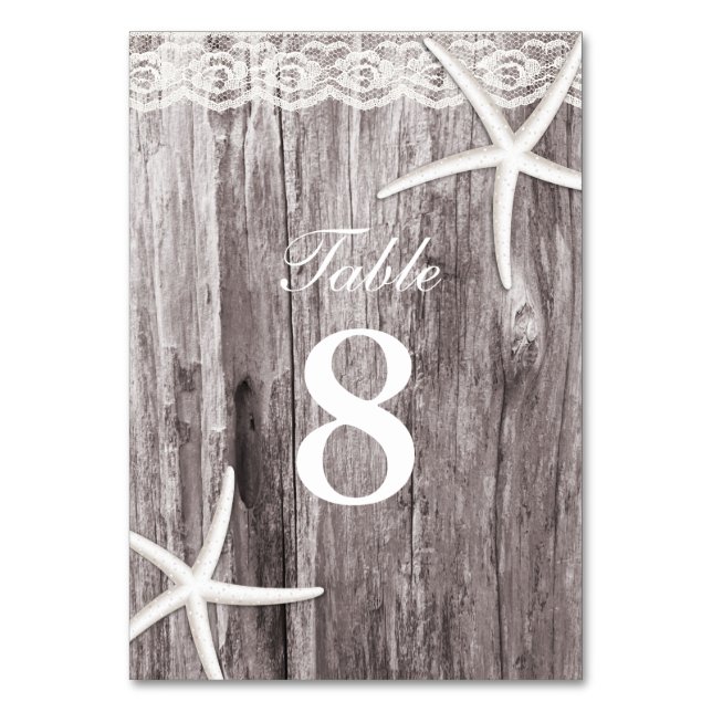 Numéro De Table Arrière - plan de bois de Starfish rustique Numéro (Par défaut)