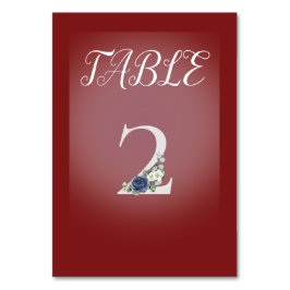 Numéro De Table Arrière - plan rouge et blanc avec fleurs bleues e