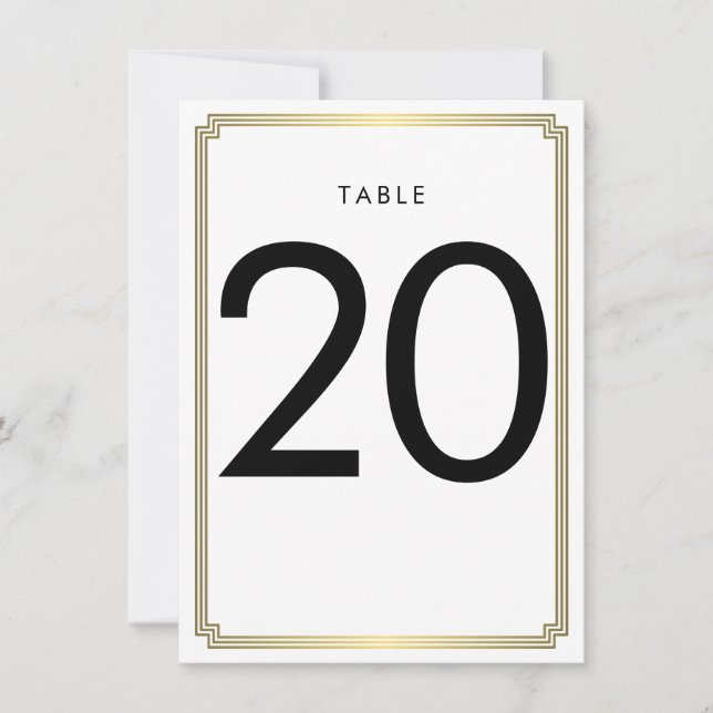 Numéro De Table Art Déco Blanc Et Or (Devant)