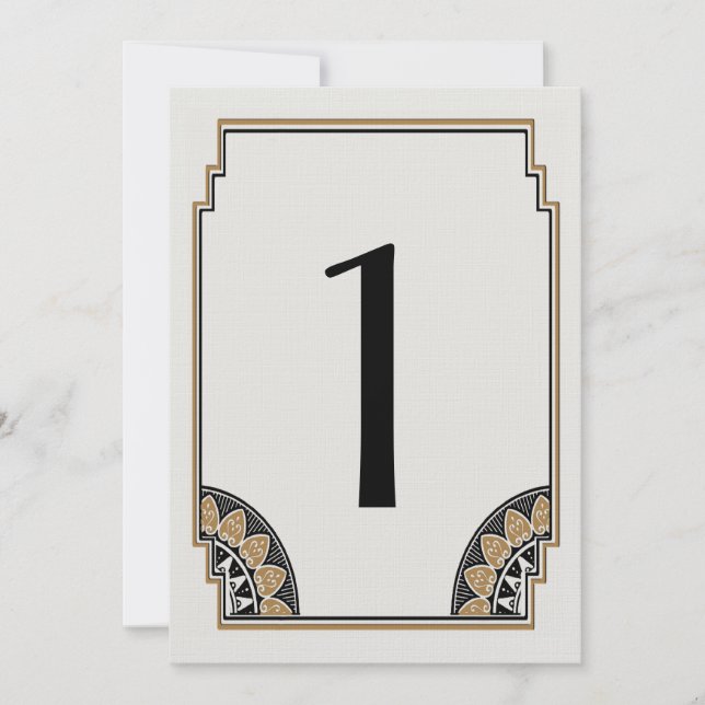 Numéro de table Art Déco doré 1 (Devant)