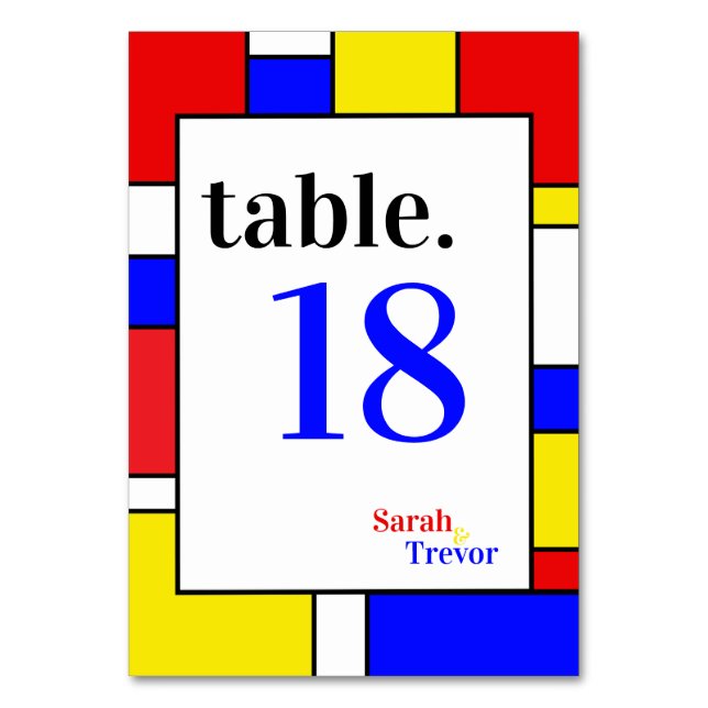 Numéro De Table Art géométrique rétro inspiré par Mondrian audacie (Par défaut)