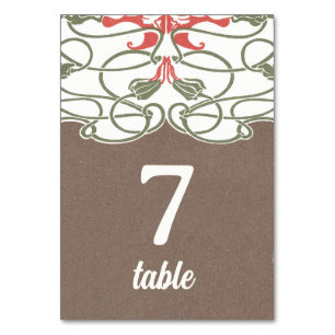 Numéro De Table Art Nouveau Floral Elégance 2