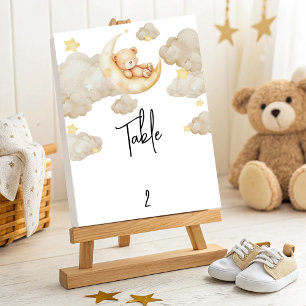 Numéro De Table Au-dessus de la lune Baby shower de l'ours en pelu