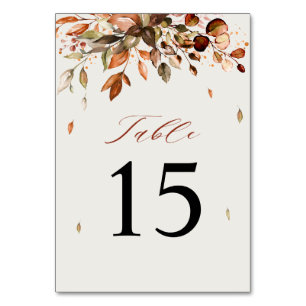 Numéro De Table Automne Feuilles Russe Pays Boho Mariage