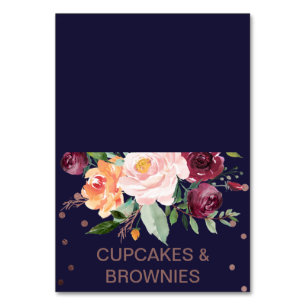Numéro De Table Automne Floral Rose Gold Buffet Étiquettes aliment