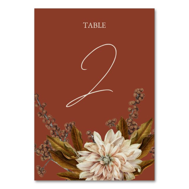 Numéro De Table Automne Floral Terracotta Mariage de automne d'aqu (Par défaut)