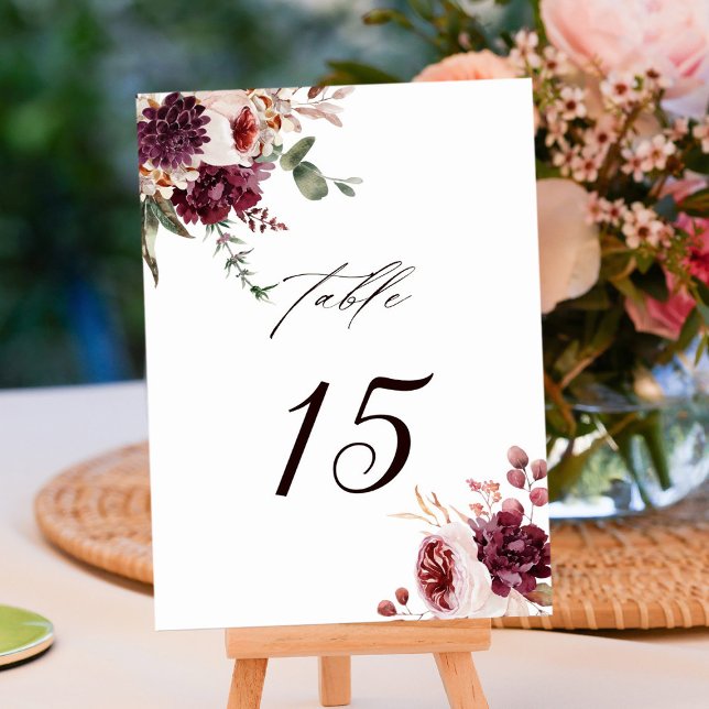 Numéro De Table Automne Romance Aquarelle Mariage Floral (Créateur téléchargé)