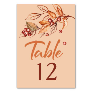 Numéro De Table Automne Terre ton Terracotta Mariage