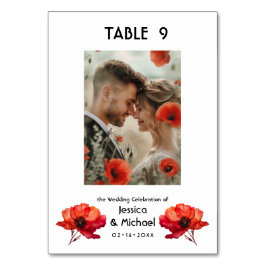 Numéro De Table Avec la photo Scarlet Petal Elegance