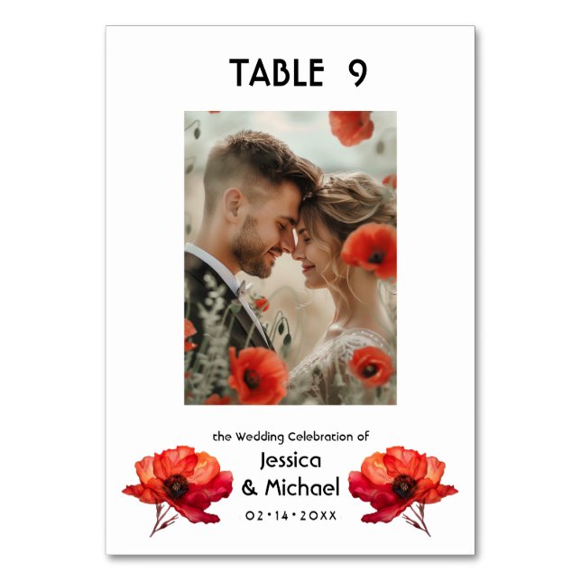 Numéro De Table Avec la photo Scarlet Petal Elegance (Par défaut)