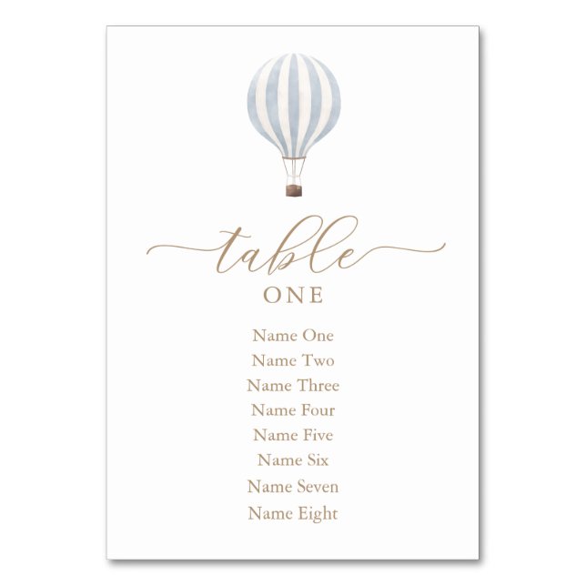 Numéro De Table Baby shower Blue Hot Air Balloon Numéro de tableau (Par défaut)