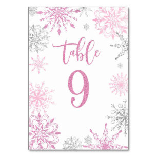 Numéro De Table Baby shower de flocons d'argent rose neuf