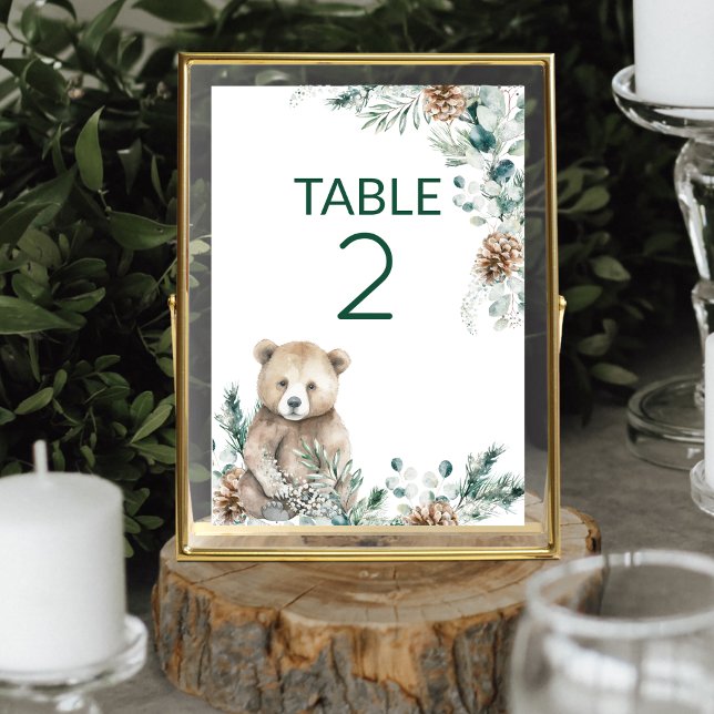 Numéro De Table Baby shower d'ours rustique (This cute baby shower table number is perfect for a rustic woodland animal theme)