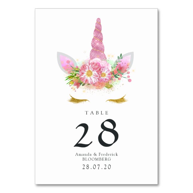 Numéro De Table Baby shower Unicorne rose floral (Par défaut)