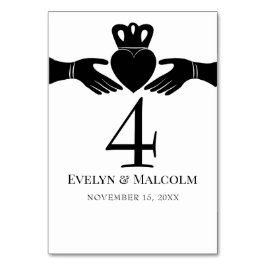 Numéro De Table Bague de Claddagh irlandais Simple Mariage noir et