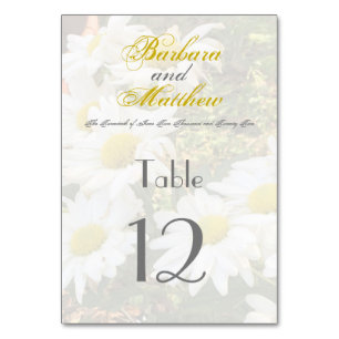 Numéro De Table Baisées blanches Jaune et Gris Script élégant