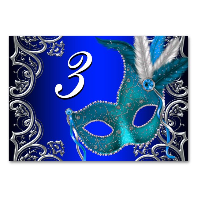 Numéro De Table Bal masqué bleu royal (Devant)