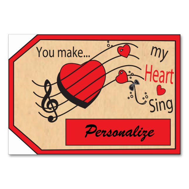 Numéro De Table Balise Cadeau Jumbo Vous Faites Chanter Mon Coeur (Devant)