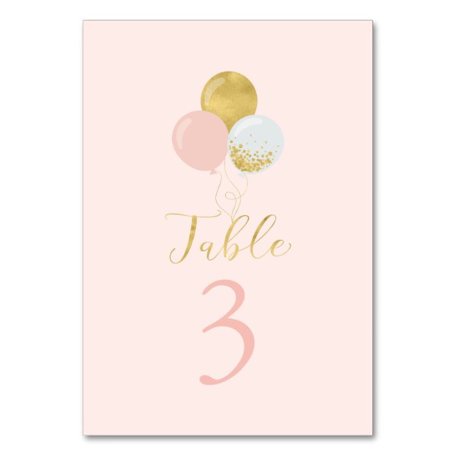 Numéro De Table Balloons rose et or 1ère Fille Anniversaire (Par défaut)