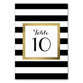 Numéro De Table Bandes noires et blanches avec table Mariage Gold 