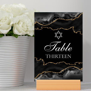 Numéro De Table Bar Mitzvah Party Black Gold Star de David