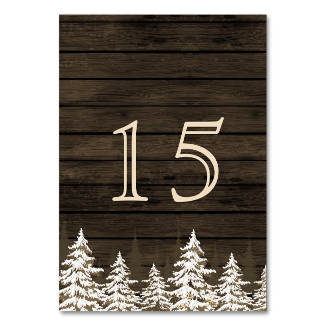 Numéro De Table Barnwood Rustic Pine tree Nombre de tables mariage (Par défaut)