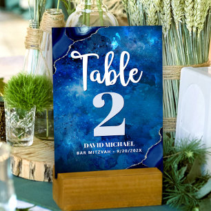 Numéro De Table Barre Mitzvah Navy Galaxy Aquarelle