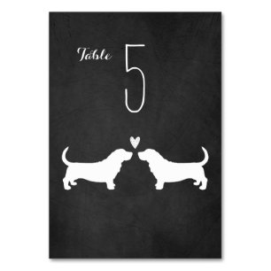 Numéro De Table Basset Hound Chien Silhouettes Mariage Réception