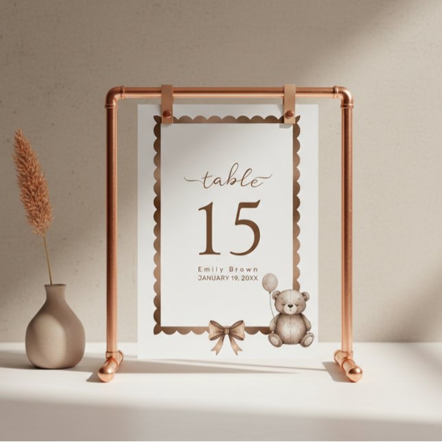 Numéro De Table Bearly Wait Neutral Teddy Baby Shower (Créateur téléchargé)