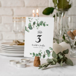 Numéro De Table Beau délicat mariage de feuillage d'eucalyptus