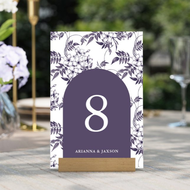 Numéro De Table Beau Mariage d'arc floral violet (Créateur téléchargé)