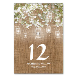 Numéro De Table Bébé's Breath Rustic Burlap Mariage Numéros de tab