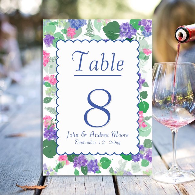 Numéro De Table Belle aquarelle Hydrangea Mix (Créateur téléchargé)