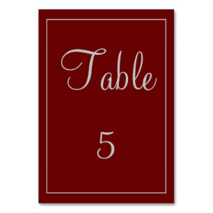 Numéro De Table Belle Rouge et Grise