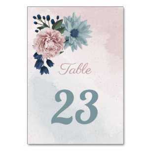 Numéro De Table belle végétation fleurie rose bleu
