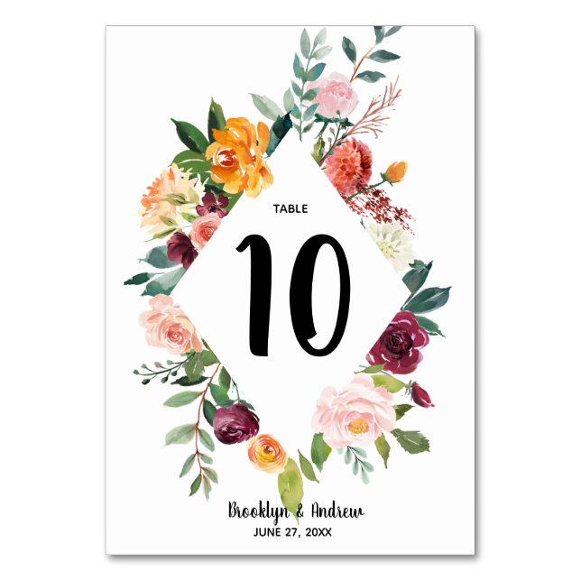 Numéro De Table Belles fleurs d'automne Mariages numéros de tablea (Par défaut)