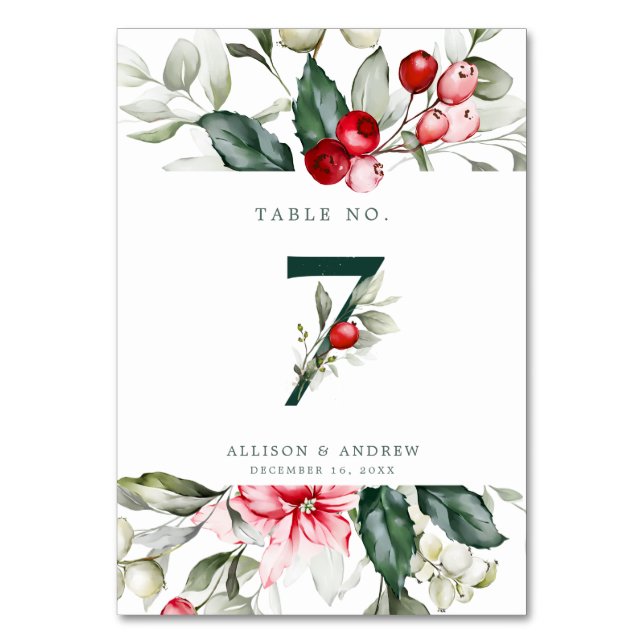 Numéro De Table Berry | Numéro de tableau 7 (Dos)