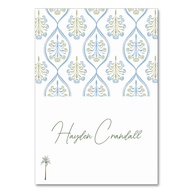 Numéro De Table Bespoke Blue and Green Wedding Palm Tree (Par défaut)