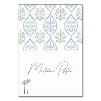 Numéro De Table Bespoke Blue and Green Wedding Palm Tree Table Num