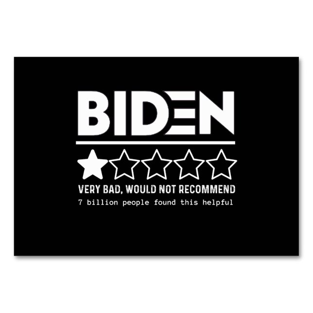 Numéro De Table Biden Très Mauvais Ne Recommanderait Pas T-Shirt (Devant)