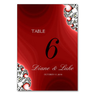 Numéro De Table Bijoux étincelante Mariage rouge Menu+Carte table