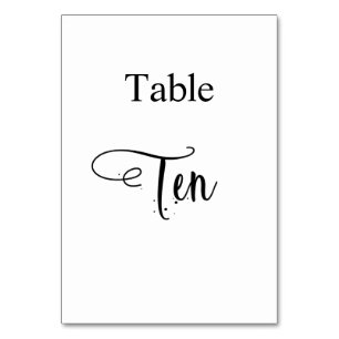 Numéro De Table Blanc noir élégant calligraphie table dix 10