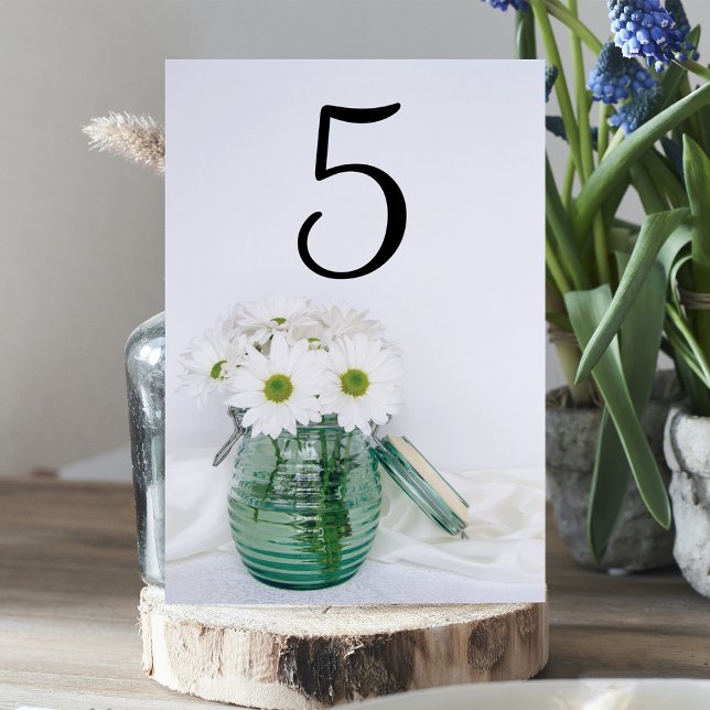 Numéro De Table Blancs en bleu Jar Vase Mariage (Créateur téléchargé)