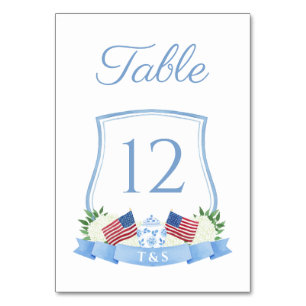 Numéro De Table Blason aquarelle rouge blanc bleu intemporel pour 